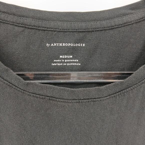 Anthropologie Black Rosamund Tie-Front Tee Womens MD Basic Casual Comfy Cotton - Picture 5 of 11